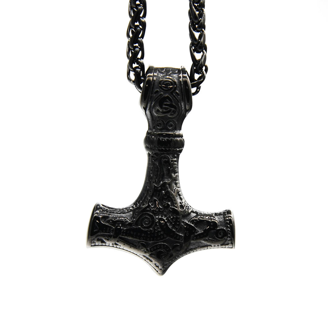 Black Stainless Steel Thors Hammer Necklace