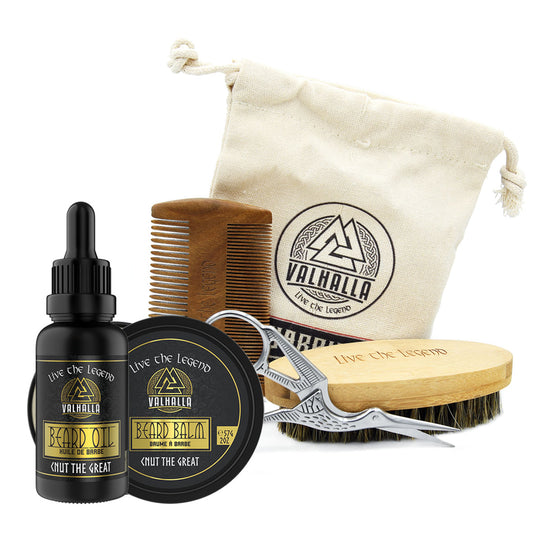 Beard Care Bundle - Warriors Beard Kit - Comb, Brush, Scissors, Beard Oil, Beard Balm