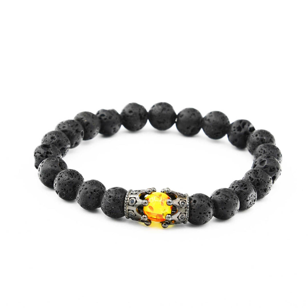 8mm Lava Bead Bracelet with Crowns